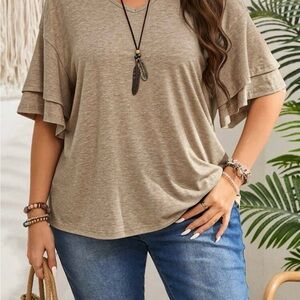 Tan Short Sleeve Women's Top